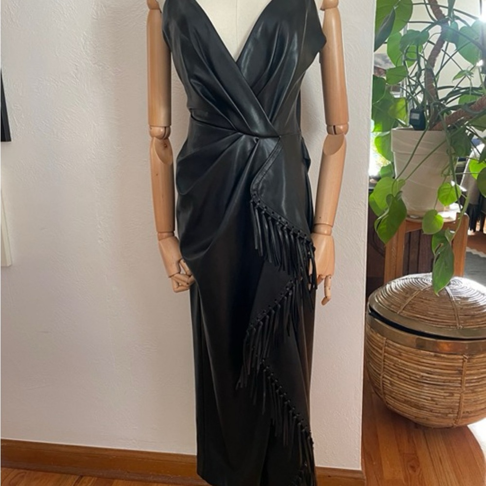 Jonathan Simkhai Black Fringe Midi Dress